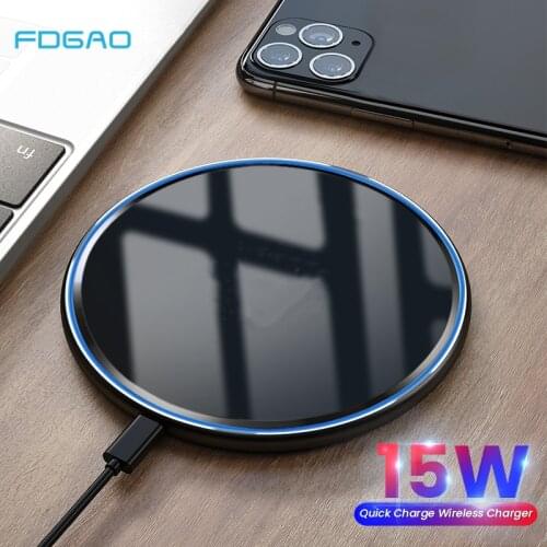 FDGAO 15W Qi Wireless Charger Fast Charging Pad Induction Quick Charge For iPhone 11 Pro Max XS XR X 8 Samsung S20 S10 Note 10 9