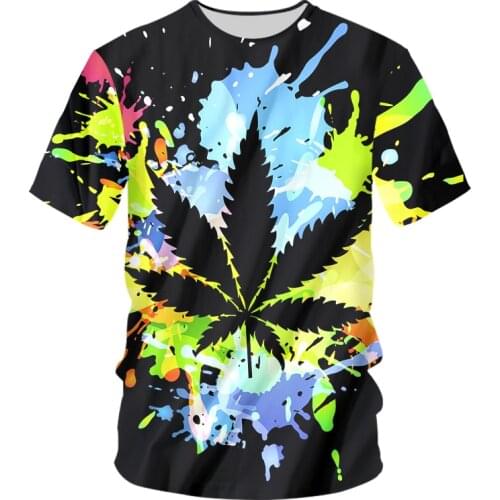IFPD Men EU Size 3d Print O-neck T Shirts Maple Colorful Leaf Streetwear Weed Plant Women Fashion T-shirt Harajuku Oversize 6XL