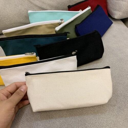 10pcs Canvas Zipper Pouches Makeup Cosmetic Bags Pencil Case Blank DIY Craft Bags for Travel Craft School
