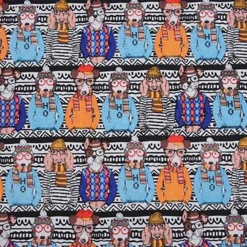 Good Thick Dog Canvas Fabric for Bag Cartoon Mr. Doghead Printed Canvas Cotton Fabric Sewing Material Diy Sofa/luggage/pillow