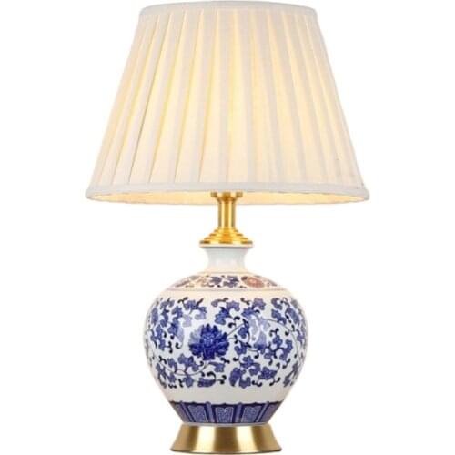 Chinese Blue And White Porcelain Ceramic Table Lamp For Bedroom Bedside Living Room Foyer Study Desk Reading Night Light 190180