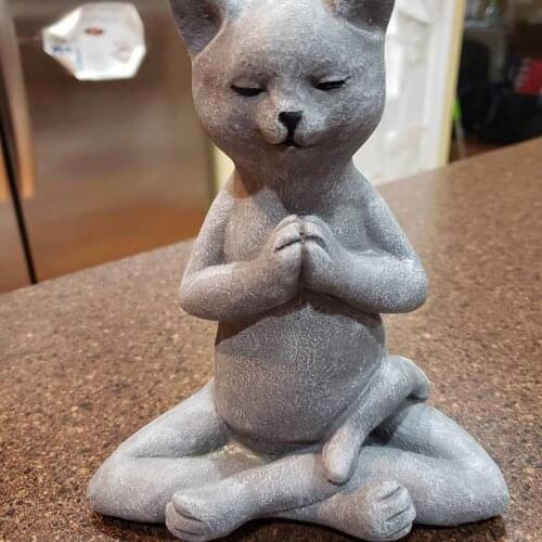 Cat Buddha Meditation Cat Statue Garden Outdoor Sculpture Decoration Garden Ornament Accessories Desk Decor Gift