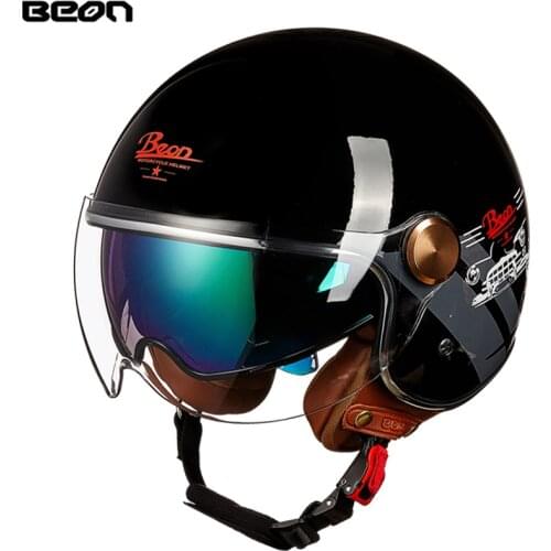 NEW Classic Motorcycle Double Lens Helmet 3/4 Retro Scooter Bicycle Motorbike 4 Seasons Helmets Riding Casco Moto Capacete