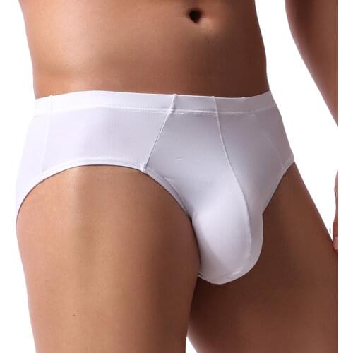 Mens Briefs Comfort Ice Silk Underwear Men Panties Sexy U Convex Underpants White Men Shorts Hombre Jockstrap European Size XXL