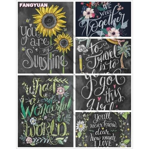 Full Drill 5D Diy Diamond Painting Black Board Word Embroidery Mosaic Cross Stitch Kits Picture Home Decoration Accessories Gift