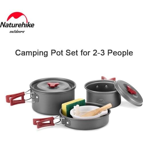 Naturehike Outdoor Cookware Set 4 in 1 Cookware Pot Pan Bowl Set Camping Tableware Aluminium Alloy Durable Picnic Travel Use