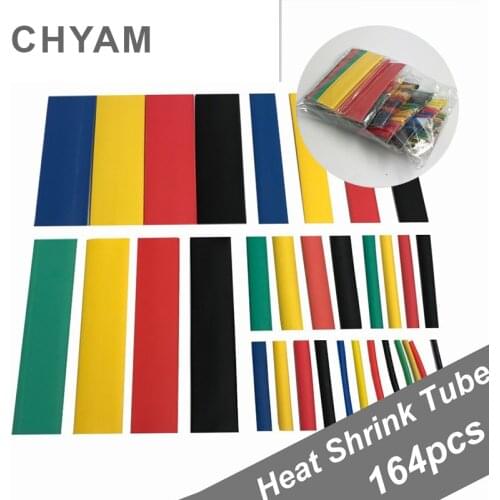 164pcs Set Polyolefin Shrinking Assorted Heat Shrink Tube Wire Cable Insulated Sleeving Tubing Set