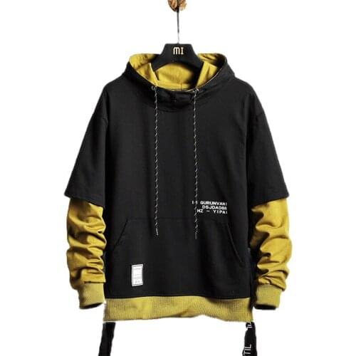 Oversized Mens Hoodies Men 2020 Autumn Patchwork Sweatshirt Hip Hop Japanese Streetwear Harajuku Green Hoodie Men