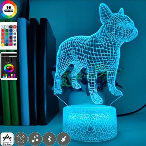 Novelty Night Light Animal 3D LED Kids Room Atmosphere Decor Bulldog Lamp Cute Kids Friends Birthday Holiday Gift APP Control