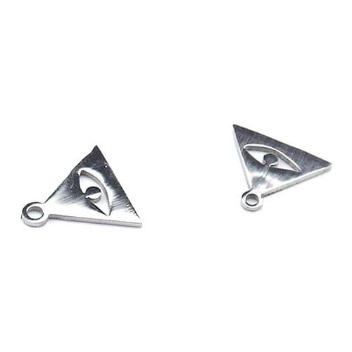 10pcs Stainless Steel Never Fade 12x14mm Small Lovely Triangle Shape Evil Eyes Charm Pendant for DIY Handmade Jewelry Crafts