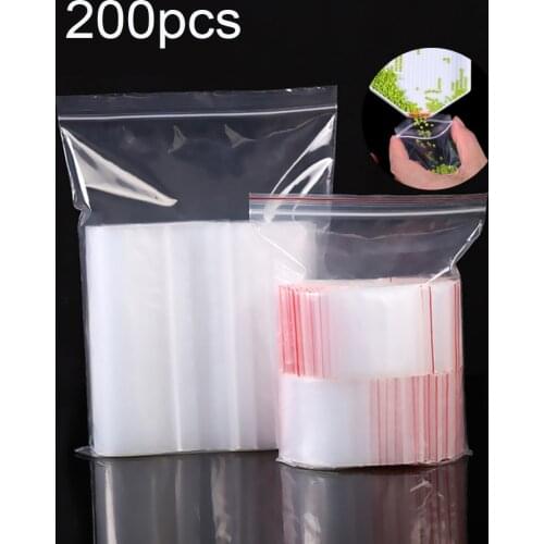 200pcs Transparent Self Adhesive Sealed Opp Plastic Sachet Gift Bag For diamond painting mosaic bead stone storage diy 5d