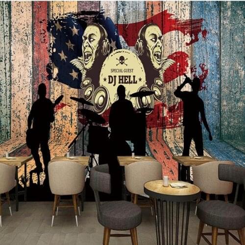 Drop Shipping Wallpaper 3d Retro Nostalgic Wooden Music Theme Background Wall Painting Bar KTV Decorative Wallpaper Studio Mural