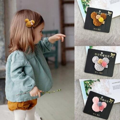 2/5PCS/Set Cute Girls Little Lamb wool Elastic Hair Rubber Bands toddlers bear Hair Clips Kids child winter Hair accessories