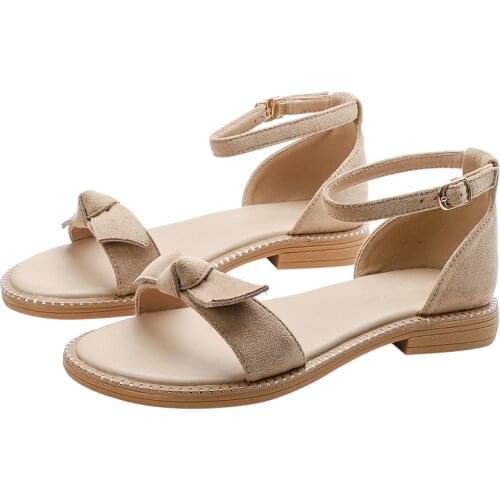 Sandals Womens Flat Shoes 2021 New Versatile Lady Shoes Summer Soft Sole Comfortable Low Heel One Belt Roman Sandals for Women