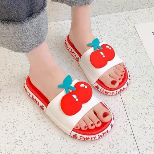 Summer Beach Slides Women Men Casual Slippers Cartoon Fruits Thick Soled Sandals Girls Bathroom Shoes Flip Flops Zapatillas