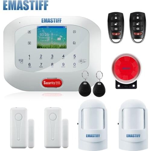 GSM SMS Home Burglar Security Alarm System PIR Motion Detector RFID APP Control Sensor Alarm Fire Smoke Detector Alarm