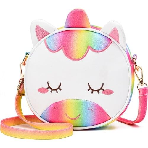 Cartoon Unicorn Shoulder Bag Coin Purse Women Handbag Baby Girls Small Messenger Bag Backpacks Square Rainbow Purse