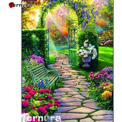 Ternura 5D diamond embroidery Garden flower cluster Diy diamond painting Cross Stitch mosaic natural scenery rhinestones Decor