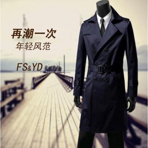 Spring autumn slim sexy long trench coat men autumn fashion casual double breasted mens trench coat overcoat plus size S - 9XL