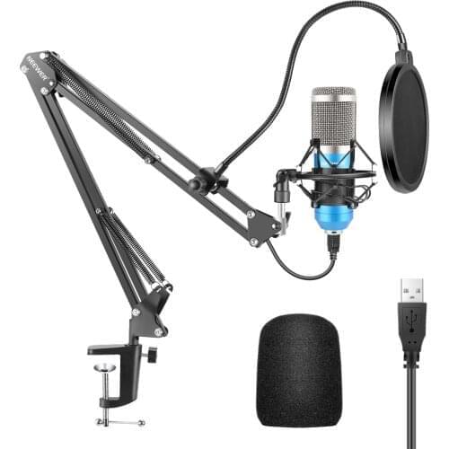 Neewer USB Microphone Kit, Condenser Microphone with Shock Mount for YouTube Vlogging, Podcasting, and Skype Calls, Plug&Play