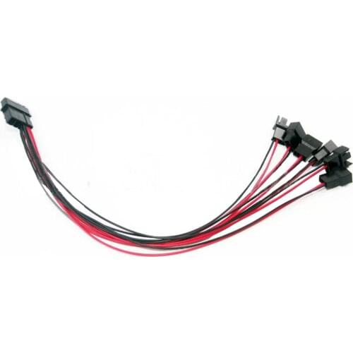 2PCS Black Sleeved 30cm Cooler Cooling Fan Splitter Power Cable 12V 4-Pin to 6 Port 3Pin/4Pin Connector for Molex IDE Computer