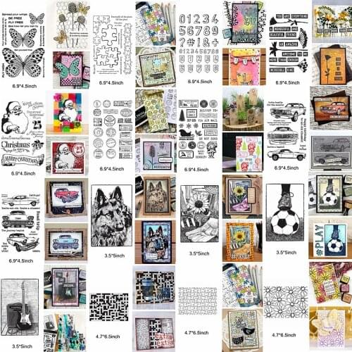 Wolf Sunflower Puzzle Stamp Guitar Santa Claus Football Clear Silicone Stamps Embossing Paper Scrapbook Craft Make Cards Album