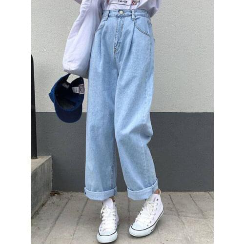 JMPRS Harajuku Women Jeans Fashion Loose Black Ankle-Length Denim Pants High Waist Casual Autumn Wide Leg Female Baggy Jeans