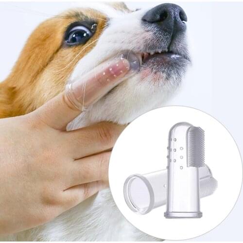 Pet Finger Toothbrush Silicone Soft Puppy Dog Oral Care Finger Brush Protective Teeth Cleaning Brush Bristles Pet Toothbrushes