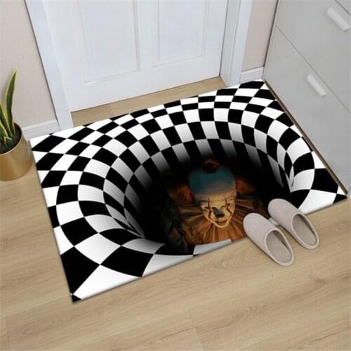 3D Sewer Manhole Cover Horror Home Carpet Clown Trap Visual Carpet Living Room Bedroom Floor Mat Halloween Decoration