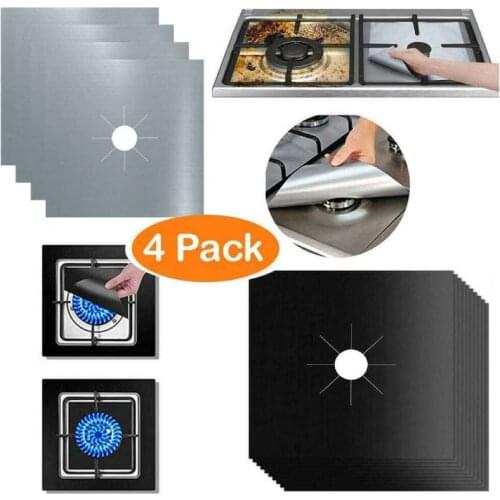 4pcs 0.2mm Thickness Gas Stove Mats Gas Hob Range Protectors Non-Stick Reusable Cooker Protector Stovetop Burner Protector Liner