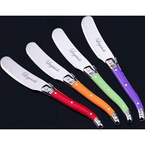 4pcs/set Stainless Butter Knife with Rainbow Handle Spreader Butter knife Caking Pasty Tool Christmas Gifts Restaurant Cutlery