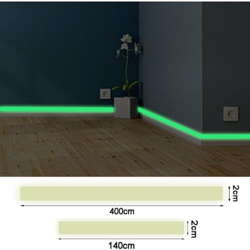 400cm Luminous Band Baseboard Wall Sticker Living Room Bedroom Eco-friendly Home Decoration Glow In The Dark DIY Strip Stickers