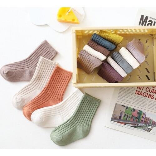 5 pairs Autumn and Winter New Baby Socks Loose Mouth Newborn Short Socks Solid Color Baby Cotton Socks Kids Sock