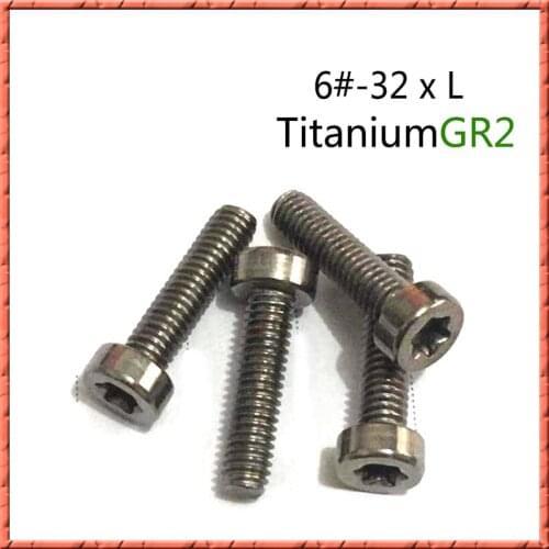 50pcs/lot 6#-32xL titanium GR2 American pure T10 screws Cylindrical head plum groove screw ISO14580 Ti Torx grooved screw