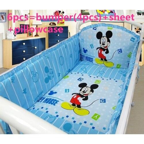 6/7PCS Cartoon Baby Bedding Set Cute Baby Crib Nursery Bedding Set bedroom decor ,120*60/120*70cm