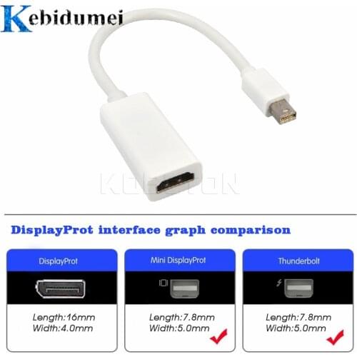 Kebidumei Mini DP to HDMI-compatible Adapter Thunderbolt DisplayPort Multi-media Cable Port for Apple Mac Macbook Pro Air