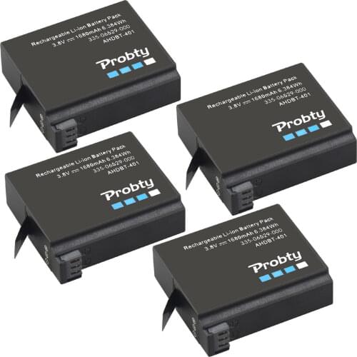 4Pcs 1680mAh AHDBT-401 Battery for Gopro Hero 4 Battery AHDBT401 AHDBT 401 + LED 2-Port USB Charger For GoPro Hero4 HERO4 Camera