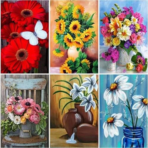 Diy Flower 5D Diamond Painting Cross Stitch Rhinestone Mosaic Full Square Drill Diamond Embroidery Mosaic Home Decor Wall Art