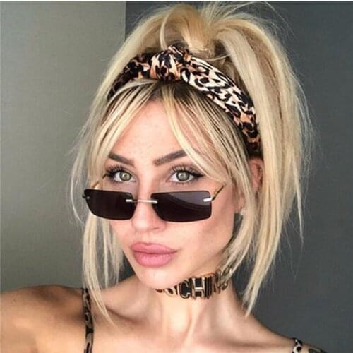 Rimless Rectangle Sunglasses Women 2021 Vintage Steampunk Sun Glasses Crystal Rhinestone Glasses Eyewear UV400