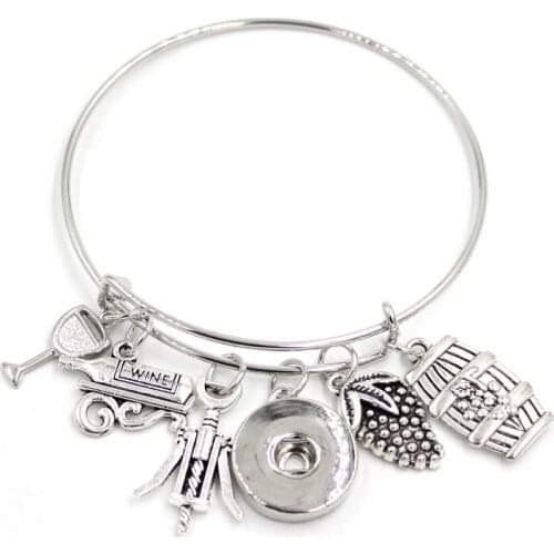 18mm Snap Jewelry Grape Wine Charm Bracelets Women Bracelet Adjustable Bangle Bracelet Snap Bracelets Gifts
