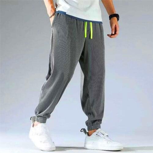 Fashion Summer Mens Streetwear Loose Harem Pants Trendy Elastic Waist Men Jogger Trouser Plus Size Outdoor Sportswear Pantalons