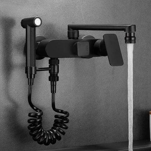 Black Kitchen Faucet Mop Pool Washing Basin Balcony Laundry Tub Shower System