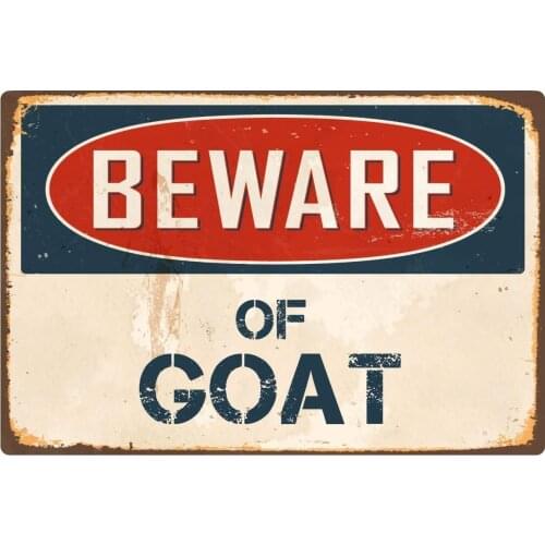 Cortan360 Beware of Goat 8" x 5" Vintage Retro Sign VS186 Vinyl Retro Sticker Sign