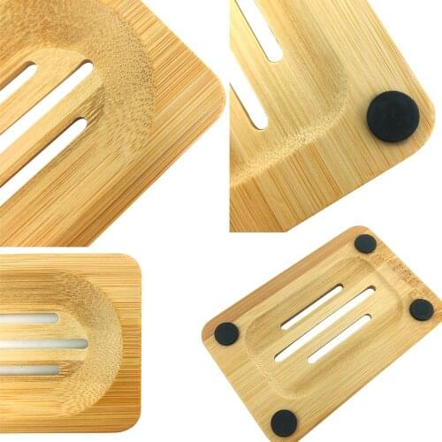Wooden Natural Bamboo Soap Dishes Tray Holder Storage Soap Rack Plate Box Container Portable Bathroom Soap Dish Storage Box