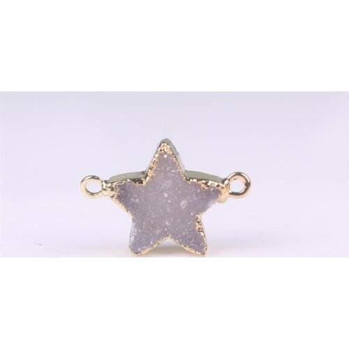 Druzy New Fashion Hot Sale Handcraft Natural Stone Druzy Connector Star Rainbow Charms for Party Gift