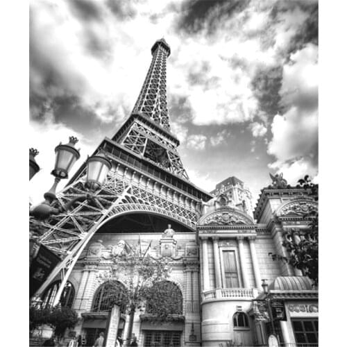 Custom 8D Papel mural wallpaper black and white Paris Eiffel Tower mural wall paper 3d photo murals home decor 3d Murals