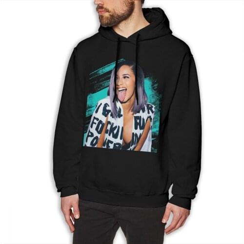 Cardi B Hoodie CARDI B Hoodies Autumn Cool Pullover Hoodie Grey Cotton Male Long Length XXL Loose Hoodies