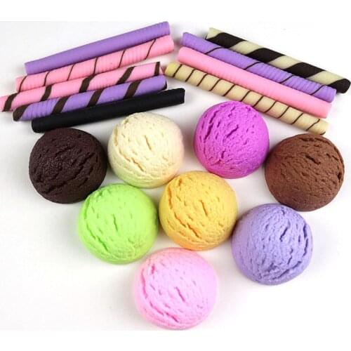 Artificial Shop Decorative Foods Colorful PVC Simulation Ice Cream Ball Chocolate Biscuits Stick Food Model