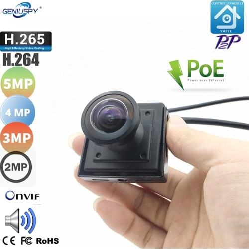 GENIUSPY CCTV Security HD 2MP 3MP 4MP 5MP Fisheye Poe IP Camera 185Degree Fisheye Small POE Micro IP Network Camera With Audio