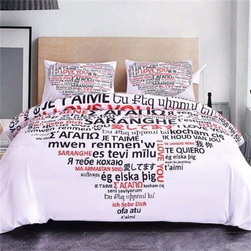 3D Printed many Language I Love You Bedding Set Bedroom Decor Polyester Textiles Include Bed Sheet Duvet Cover Pillowcase